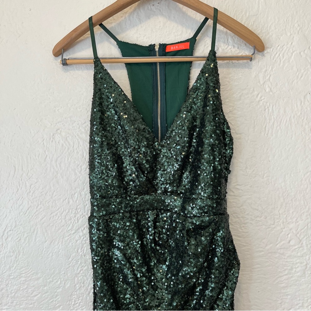 Banjul Dress Emerald Green Sequin Cutout Sides Small S - Picture 7 of 11
